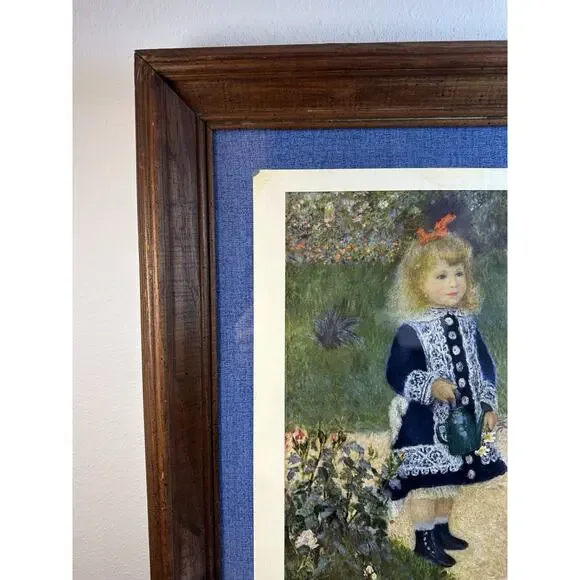 Vintage Renoir Girl with a Watering Can Framed Art Print National Cottage Core